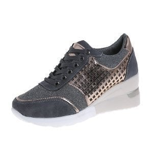 Women's wedge sneakers with perforated design