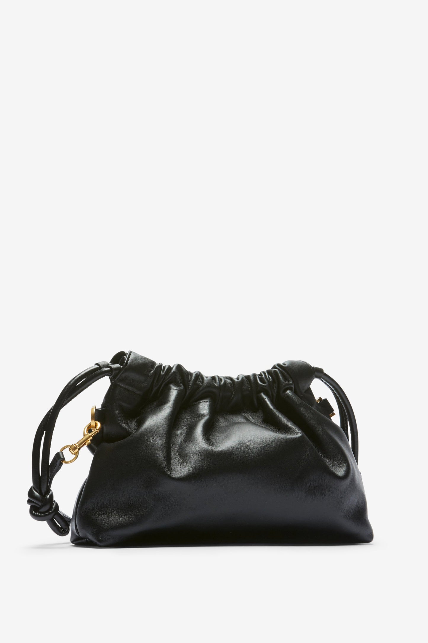Women's black ruched drawstring crossbody bag