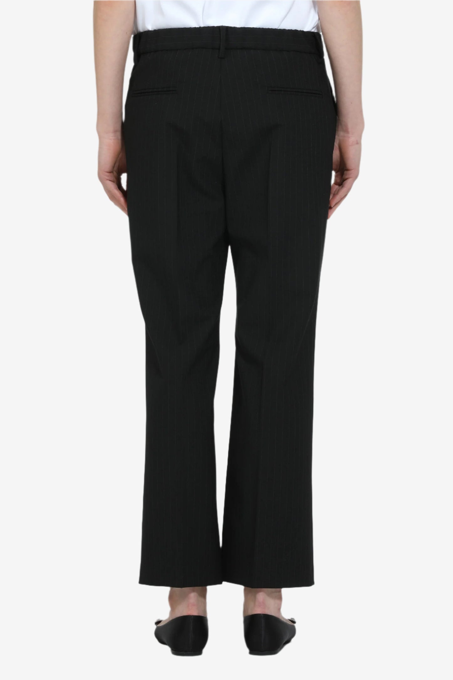Women's black straight-leg tailored trousers