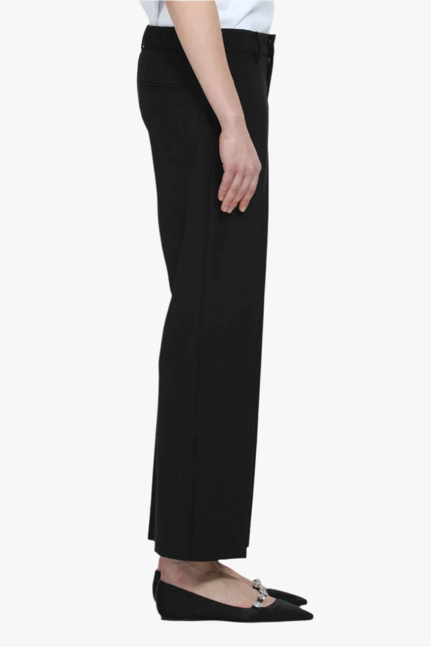 Women's black straight-leg tailored trousers