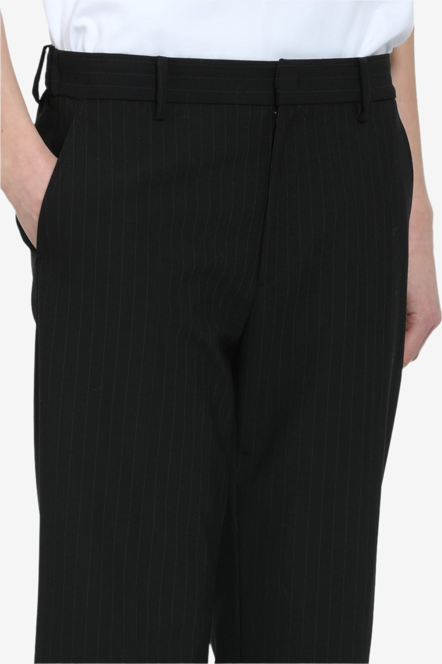 Women's black straight-leg tailored trousers