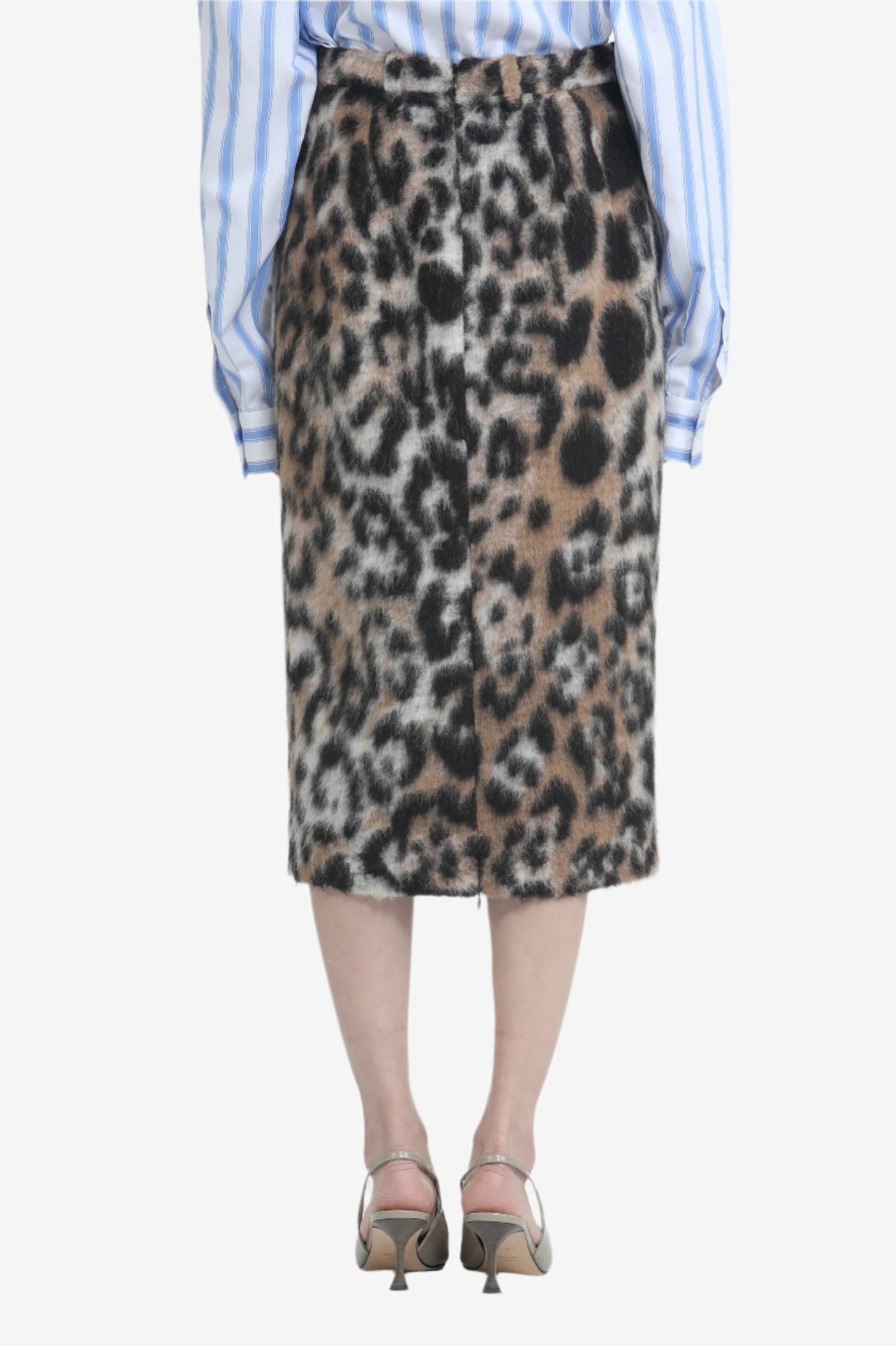 Women's leopard print slim-fit midi skirt