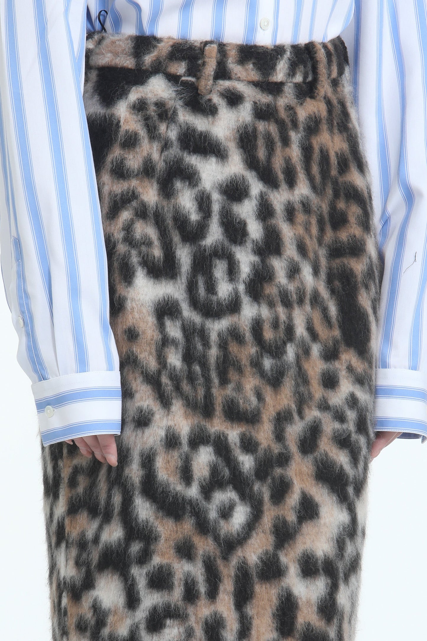 Women's leopard print slim-fit midi skirt