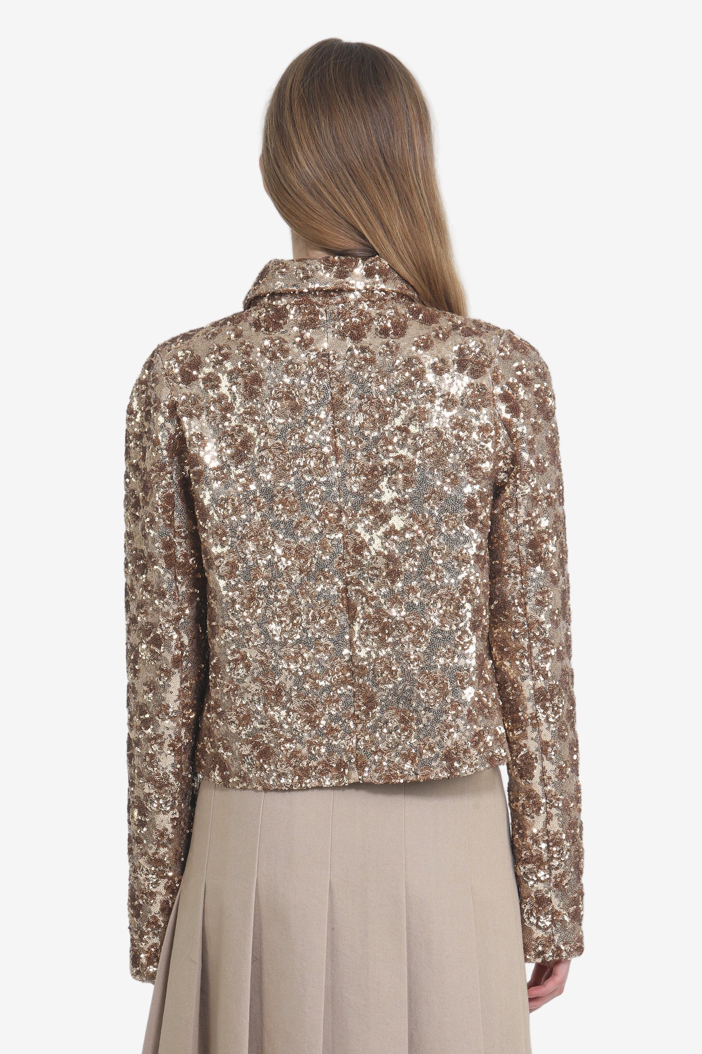 Women's metallic patterned shirt jacket
