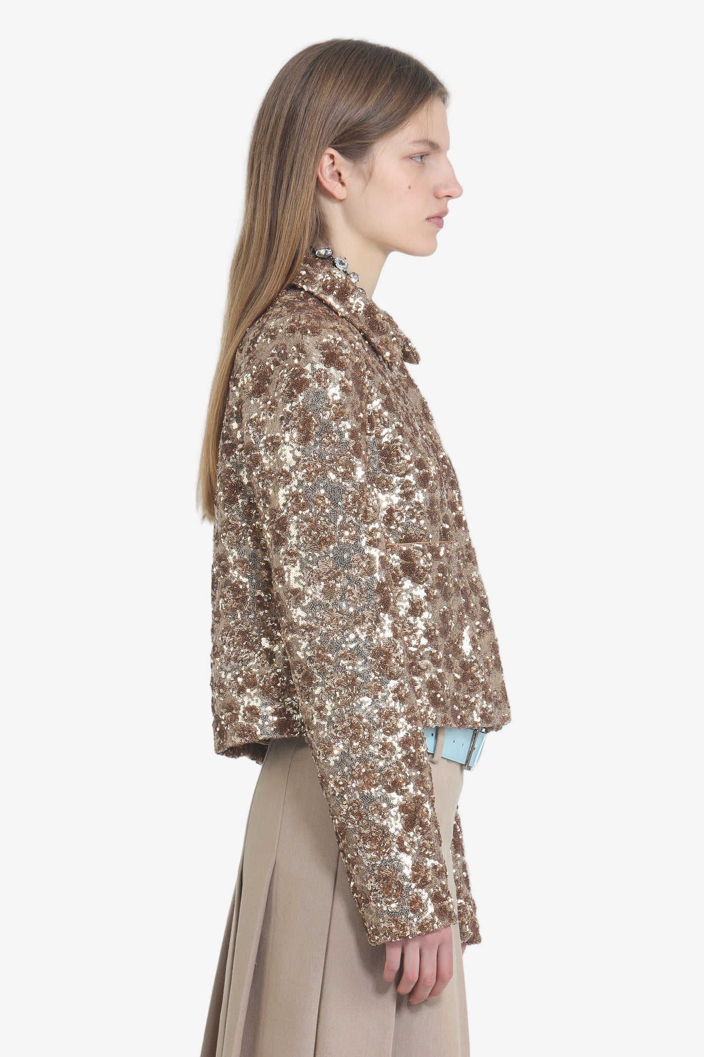 Women's metallic patterned shirt jacket