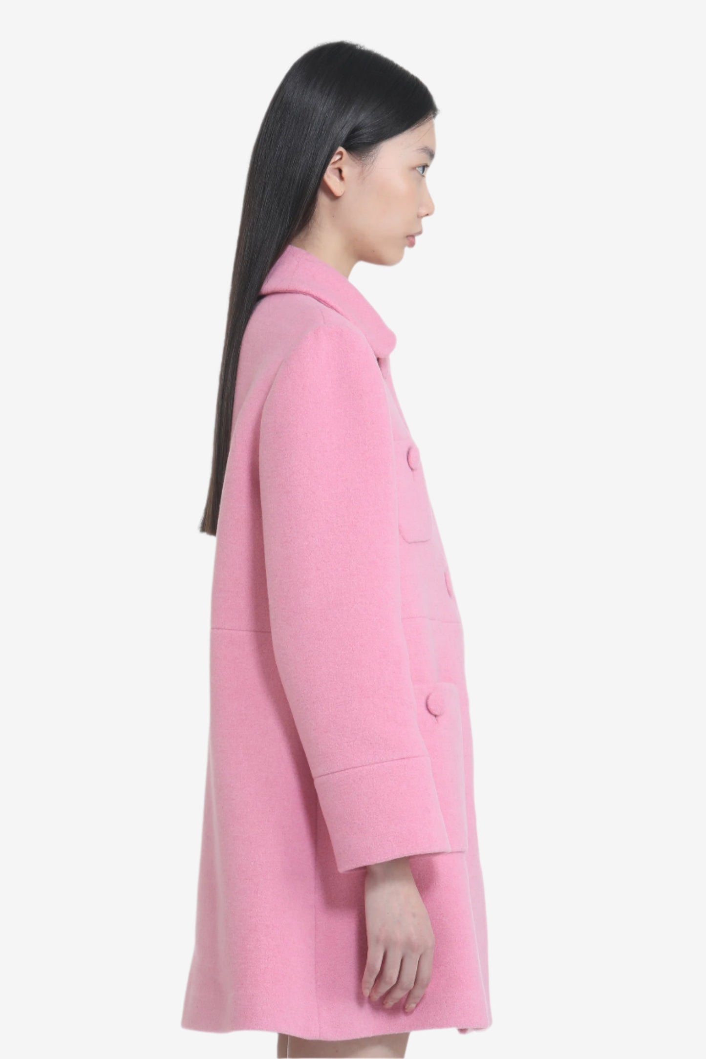 Women's pink double-breasted long coat