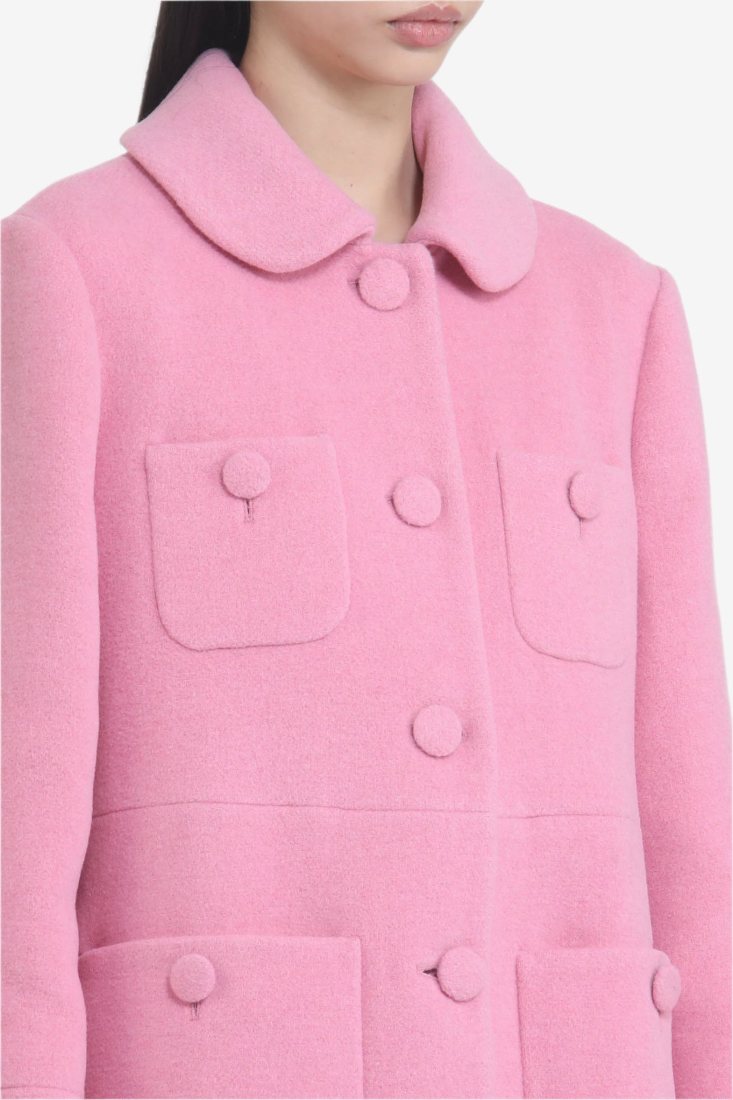 Women's pink double-breasted long coat