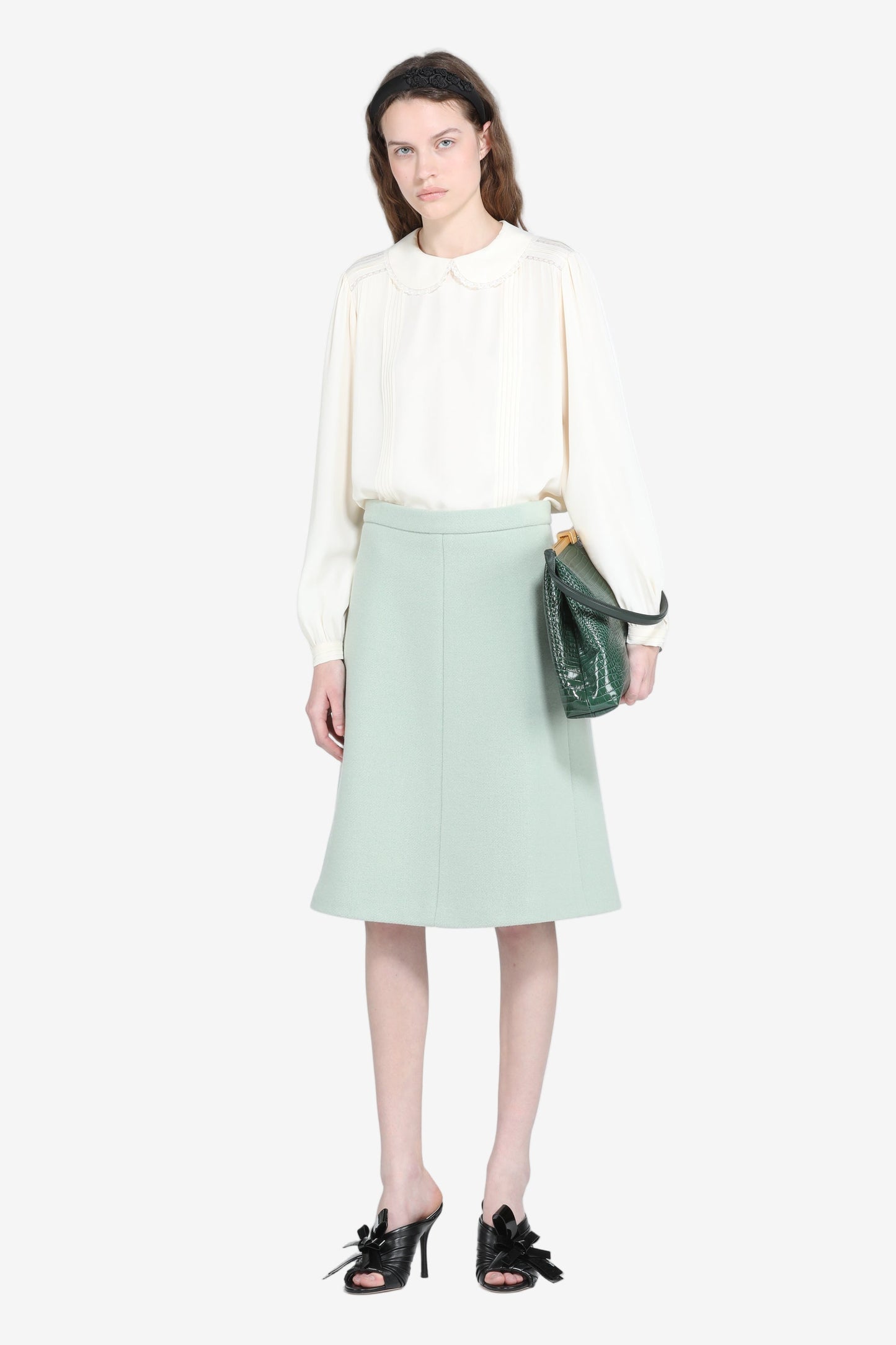 Women's cyan high-waist A-line skirt
