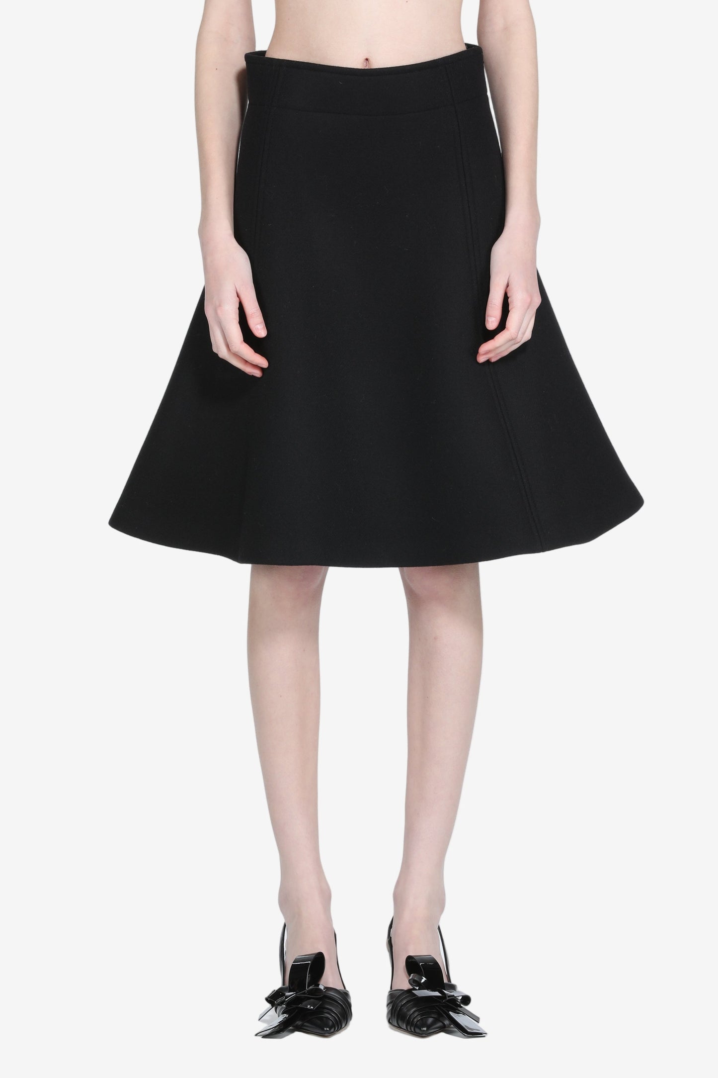 Women's black high-waist A-line skirt