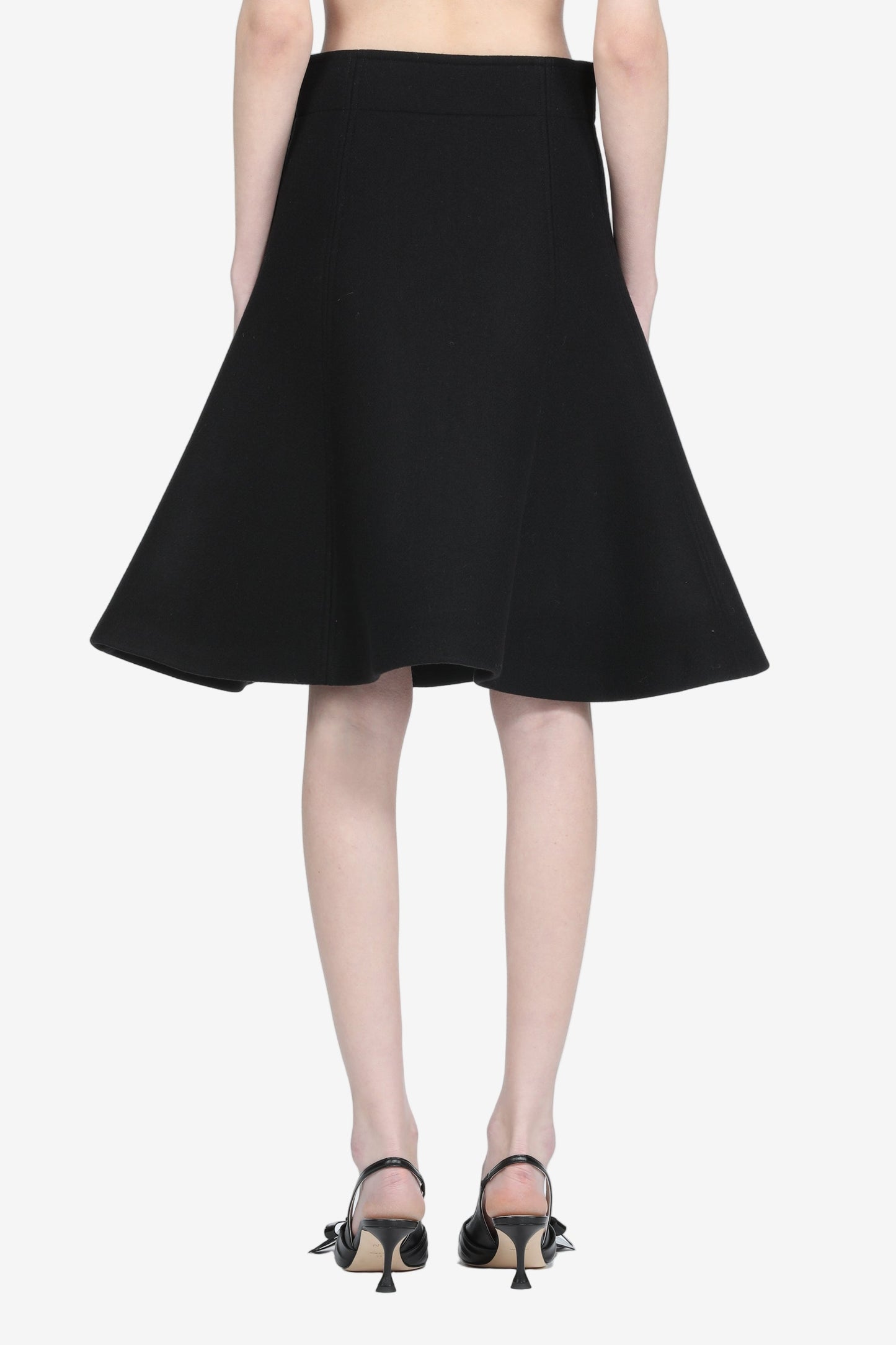 Women's black high-waist A-line skirt