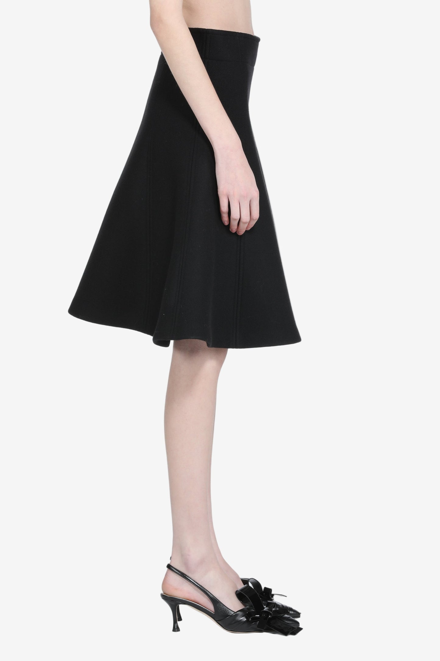 Women's black high-waist A-line skirt