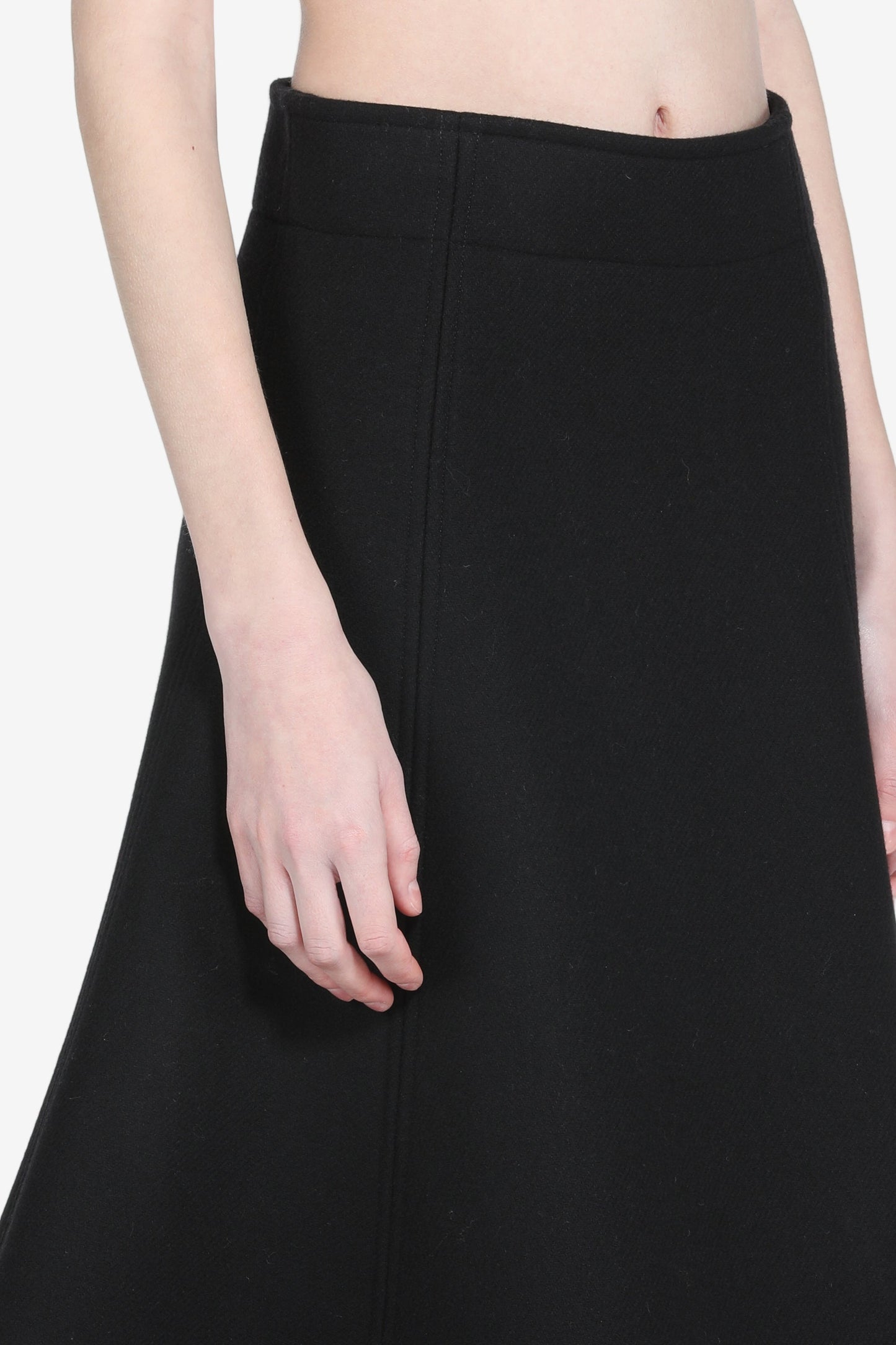 Women's black high-waist A-line skirt