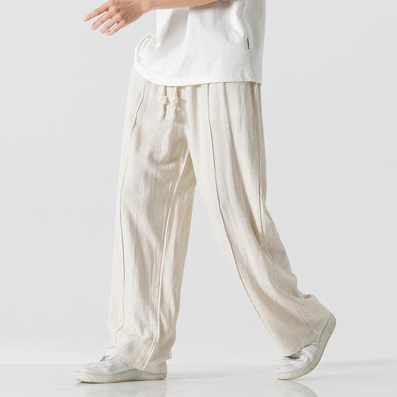 Men's straight-leg pants with drawstring waistband