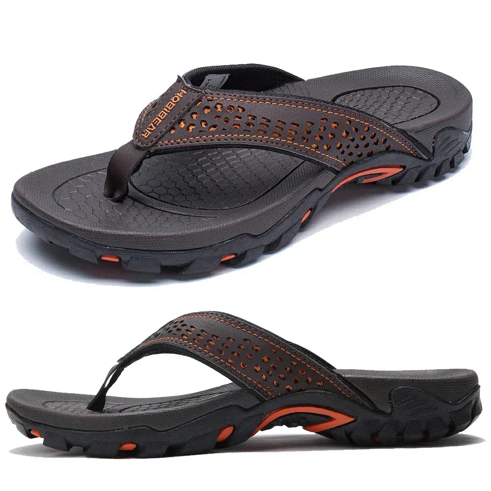 Men's thong sandals with textured outsole