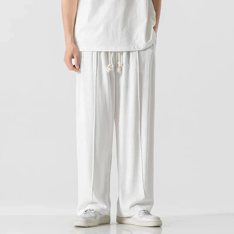 Men's straight-leg pants with drawstring waistband