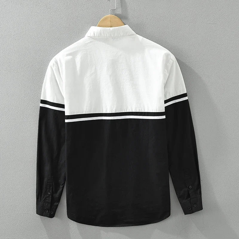 Men's color-block long-sleeve shirt with zipper