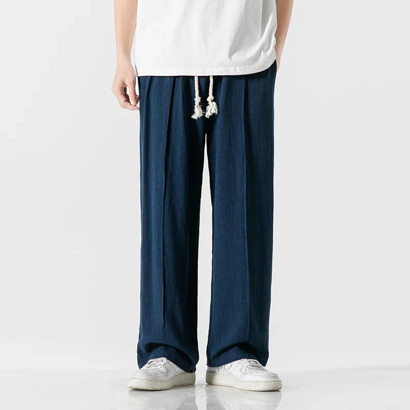 Men's straight-leg pants with drawstring waistband