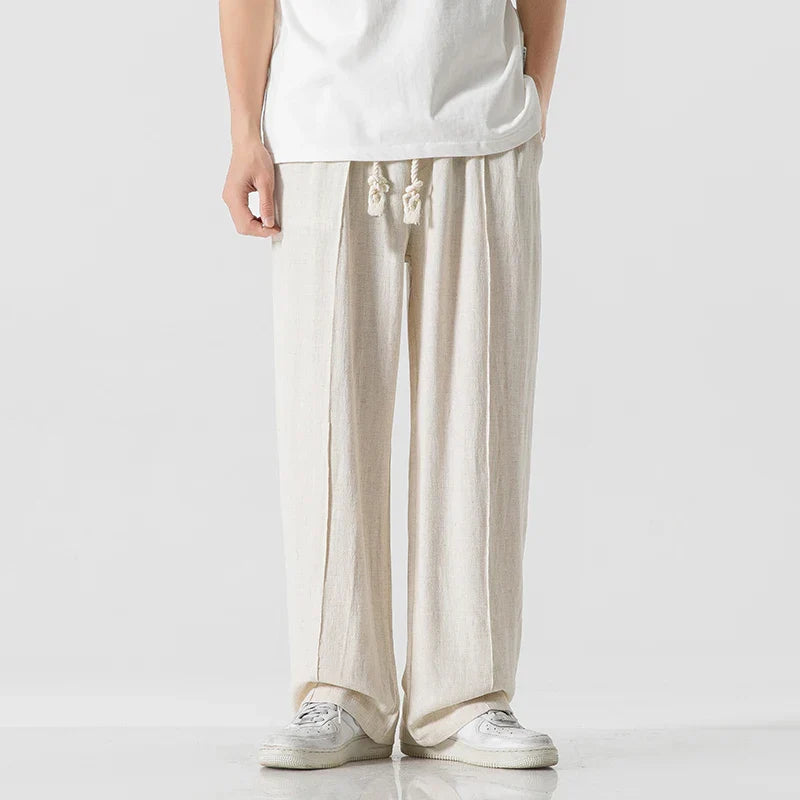 Men's straight-leg pants with drawstring waistband