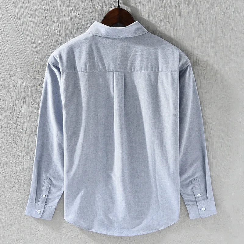 Men's long-sleeve shirt with round neck and contrast trim