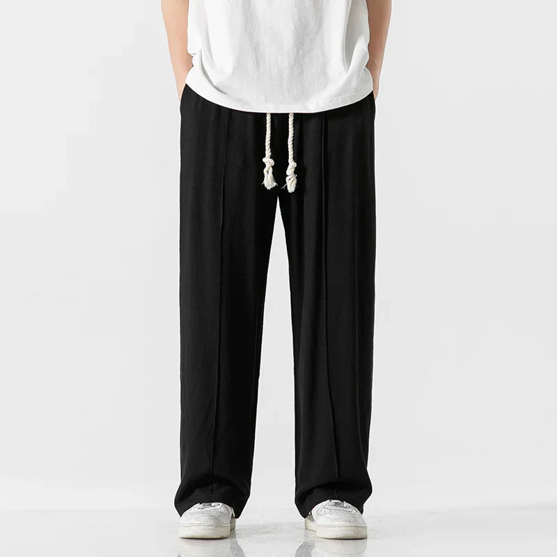Men's straight-leg pants with drawstring waistband