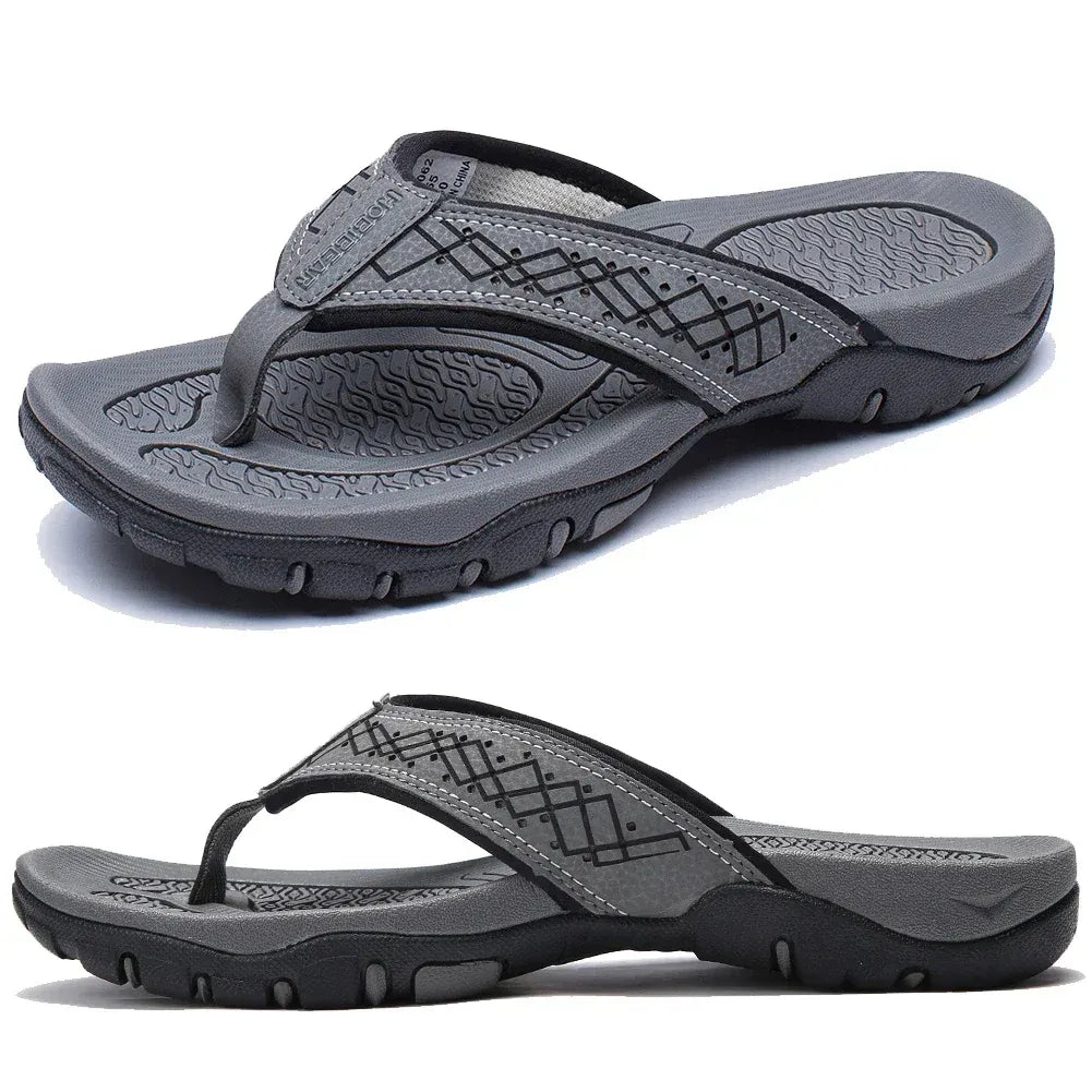 Men's thong sandals with textured outsole