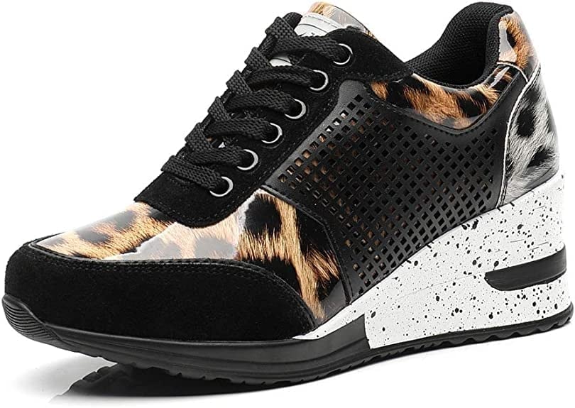Women's wedge sneakers with perforated design