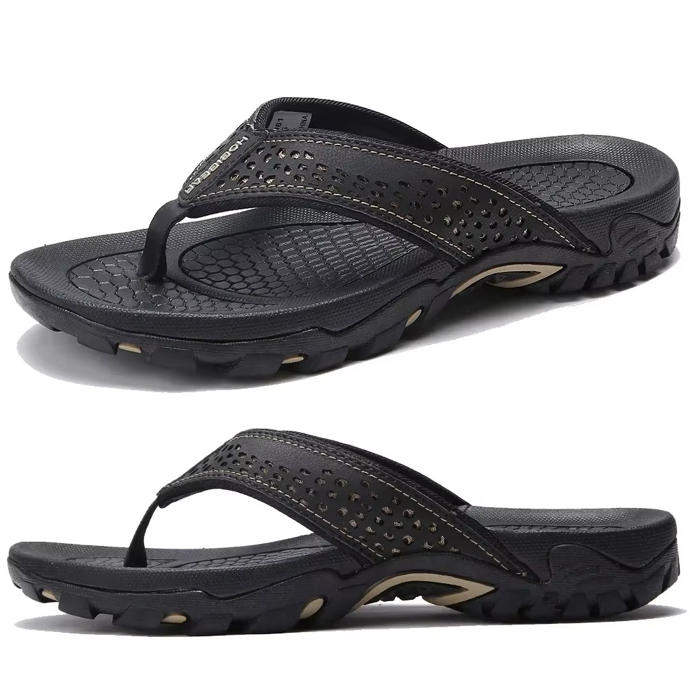 Men's thong sandals with textured outsole
