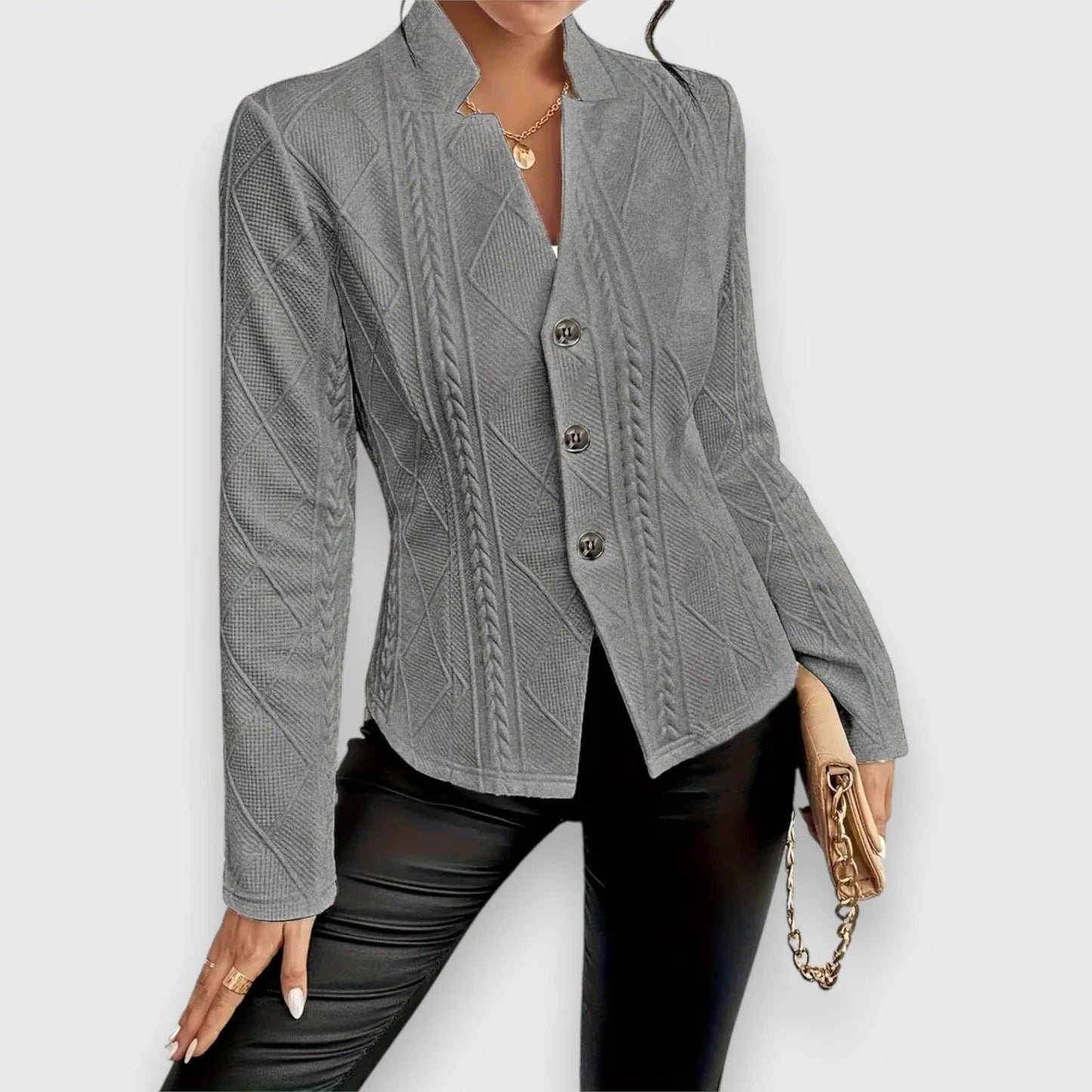Women's single-breasted blazer with notched lapel