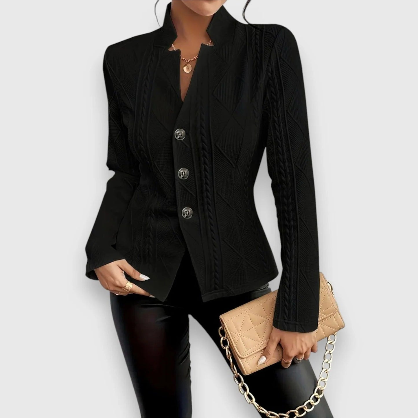 Women's single-breasted blazer with notched lapel