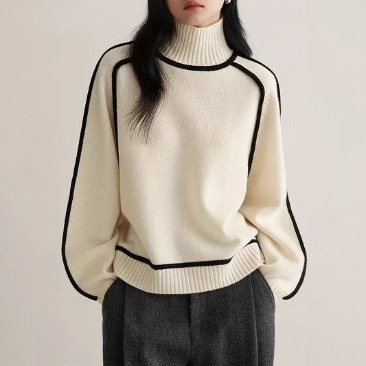 Amelie Structured Contrast Turtleneck Sweater
