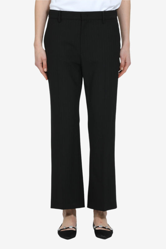 Women's black straight-leg tailored trousers