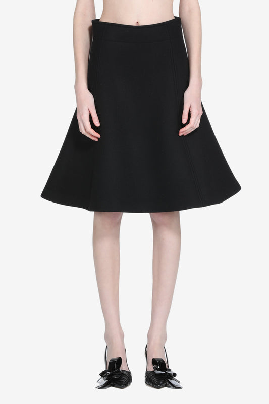 Women's black high-waist A-line skirt