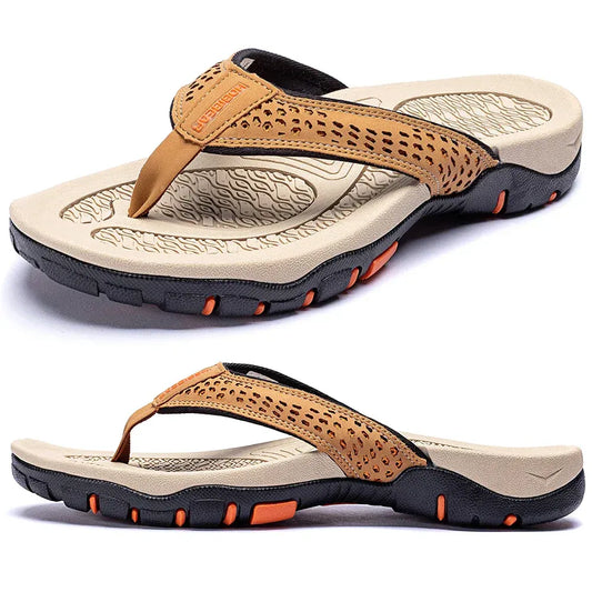 Men's thong sandals with textured outsole