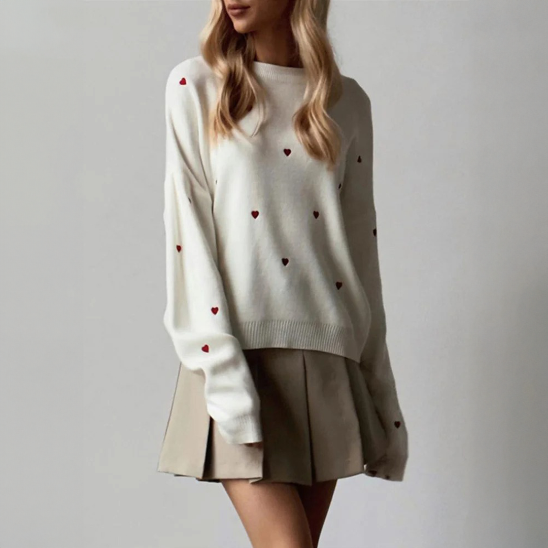 Amara Heart Knit Pullover Sweater