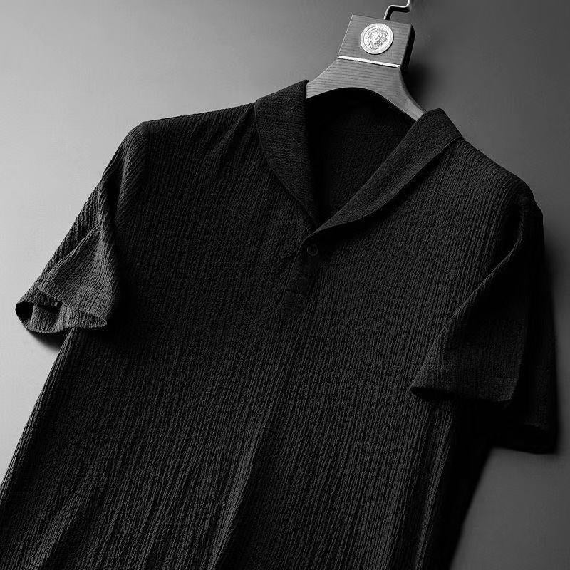 Men's two-piece outfit set with short-sleeve shirt and pants